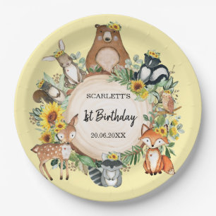 Zonnebloembos Bosdieren Baby Birthday Papieren Bordje