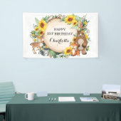 Zonnebloembos Bosdieren Happy Birthday Spandoek (Beurs)