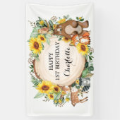 Zonnebloembos Bosdieren Happy Birthday Spandoek (Verticaal)