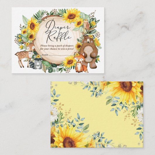 Zonnebloembos Bossen Dierenrier Diaper Raffle Informatiekaartje (Voorkant / Achterkant)