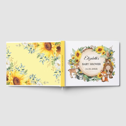 Zonnebloembossen Baby shower Guest Book Gastenboek (Volledig)