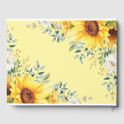 Zonnebloembossen Baby shower Guest Book Gastenboek (Achterkant)