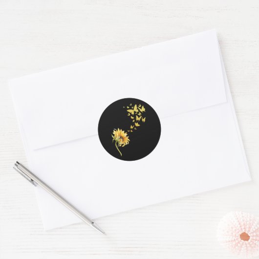 Zonnebloemboter Positiviteit Butterfly Ronde Sticker (Envelop)