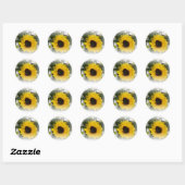 zonnebloembouquet ronde sticker (Vel)