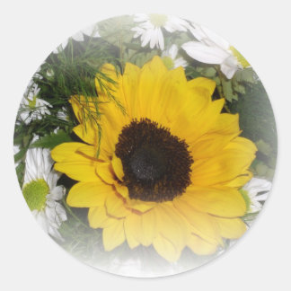 zonnebloembouquet ronde sticker