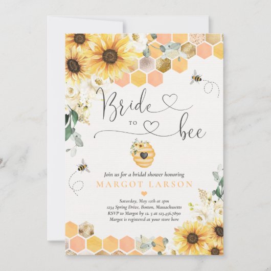 Zonnebloembride voor Vrijgezellenfeest van bijen Kaart (Voorkant)