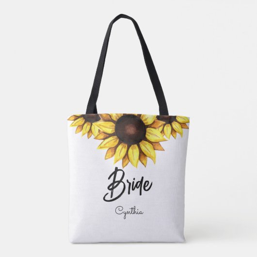 Zonnebloembride Weddenschap Geel Wit Tote Bag (Achterkant)