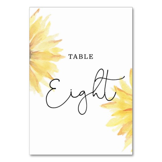 Zonnebloembruiloft Acht tabelnummer Kaart (Voorkant)