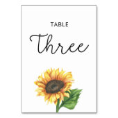 Zonnebloembruiloft Drie tabelnummer Kaart (Achterkant)