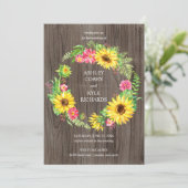 Zonnebloembruiloft met baard op de achtergrond van kaart (Staand voorkant)