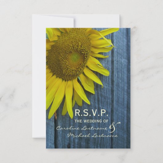 Zonnebloembruiloft RSVP Kaartje (Voorkant)