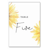 Zonnebloembruiloft Vijf tabelnummer Kaart (Voorkant)