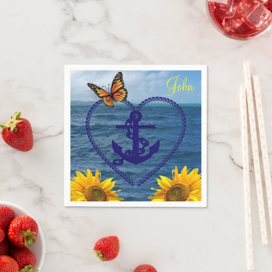 Zonnebloembutterfly Anchor Paper Napkins Servet (Insitu)