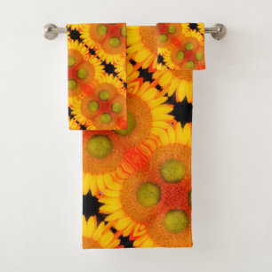 Zonnebloemcentrum omhoog Sluiten Abstracte Florenc Bad Handdoek