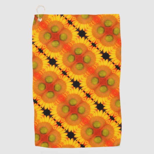 Zonnebloemcentrum omhoog Sluiten Abstracte Florenc Golfhanddoek (Voorkant)