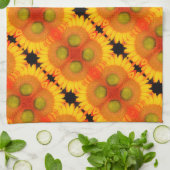 Zonnebloemcentrum omhoog Sluiten Abstracte Florenc Theedoek (Gevouwen)