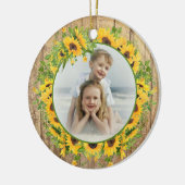 Zonnebloemcirkel Lijst Fotosjabloon grootouder Keramisch Ornament (Links)