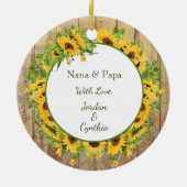 Zonnebloemcirkel Lijst Fotosjabloon grootouder Keramisch Ornament (Achterkant)