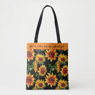 Zonnebloemcitaat/Naam Herfst personaliseren Tote Bag