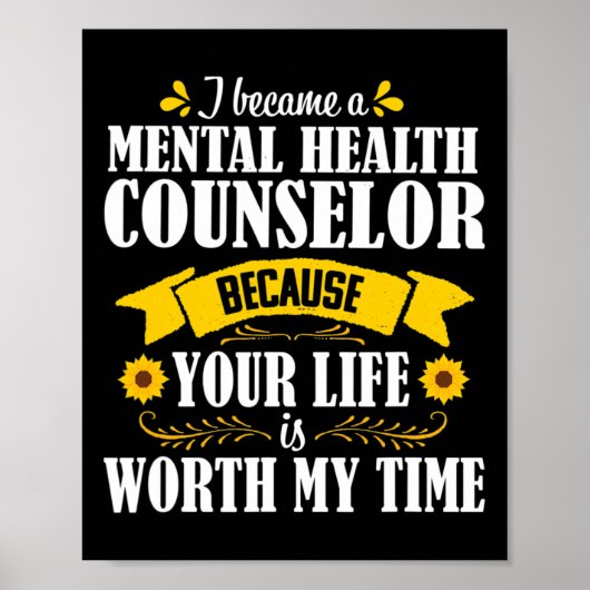 Zonnebloemcitaat Stempelraad voor geestelijke gezo Poster (Voorkant)