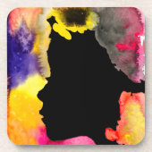 Zonnebloemdame silhouette waterverf bier onderzetter (Voorkant)