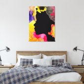 Zonnebloemdame silhouette waterverf canvas afdruk (Insitu (Slaapkamer))