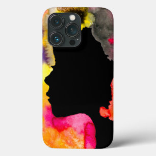 Zonnebloemdame silhouette waterverf Case-Mate iPhone case