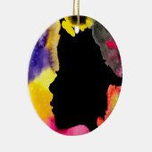 Zonnebloemdame silhouette waterverf keramisch ornament (Rechts)