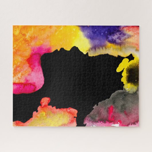 Zonnebloemdame silhouette waterverf legpuzzel (Horizontaal)