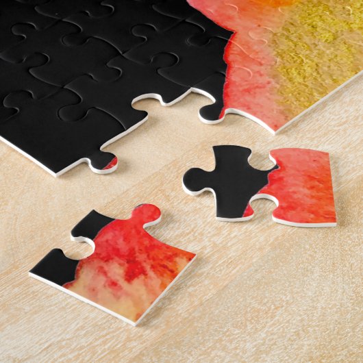 Zonnebloemdame silhouette waterverf legpuzzel (Zijkant)