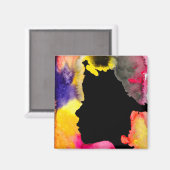 Zonnebloemdame silhouette waterverf magneet (Voorkant / Achterkant)