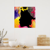 Zonnebloemdame silhouette waterverf poster (Keuken)