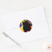 Zonnebloemdame silhouette waterverf ronde sticker (Envelop)