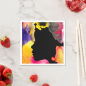 Zonnebloemdame silhouette waterverf servet (Insitu)