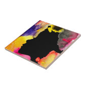 Zonnebloemdame silhouette waterverf tegeltje (Zijkant)