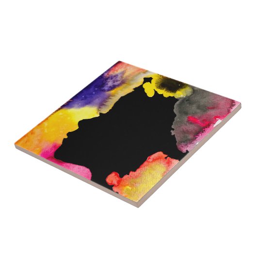 Zonnebloemdame silhouette waterverf tegeltje (Zijkant)