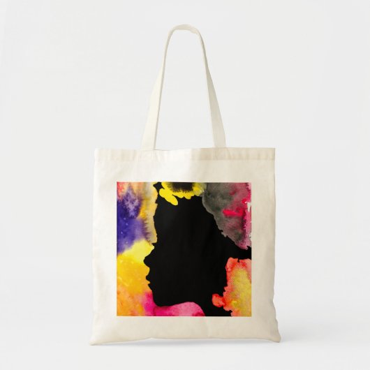 Zonnebloemdame silhouette waterverf tote bag (Voorkant)