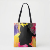 Zonnebloemdame silhouette waterverf tote bag (Voorkant)