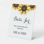 Zonnebloemdatum Jar Wedding Pedestal Sign Reclamebord Met Voetstuk (Voorkant)