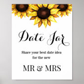 Zonnebloemdatum Jar Wedding Sign Floral Poster (Voorkant)