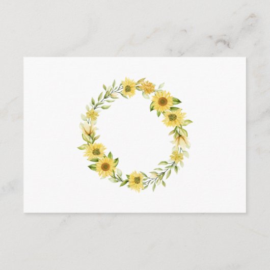 Zonnebloemdisplay Bridal Weddenschap Shower Informatiekaartje (Achterkant)