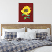 Zonnebloemdoek, omwikkeld in pannen canvas afdruk (Insitu (Slaapkamer))