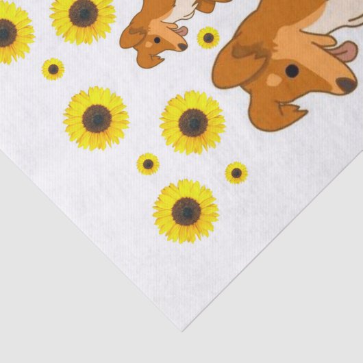 Zonnebloemdog Puppy Tissue Paper Tissuepapier (Detail)