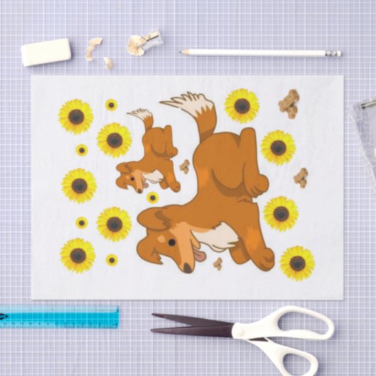 Zonnebloemdog Puppy Tissue Paper Tissuepapier (Craft)