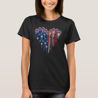 Zonnebloemdrift Heart American Flag Patriotic 4 T-shirt