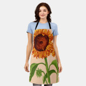 zonnebloemdruk schort (Gedragen)