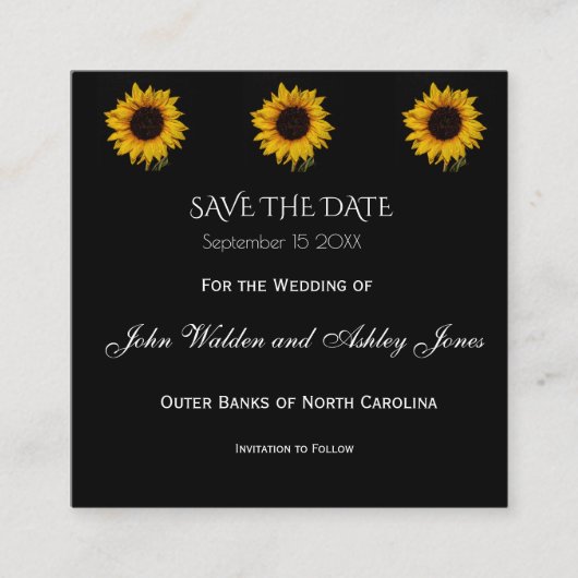 Zonnebloemdruppels All In One Trouw Uitnodiging Informatiekaartje (Voorkant)