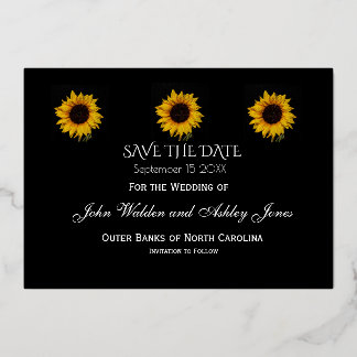 Zonnebloemdruppels Save The Date Folie Postkaart Uitnodiging