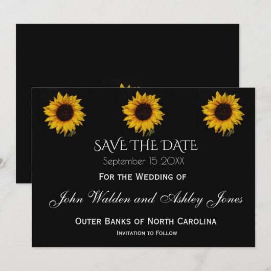 Zonnebloemdruppels Save The Date Kaart (Voorkant / Achterkant)