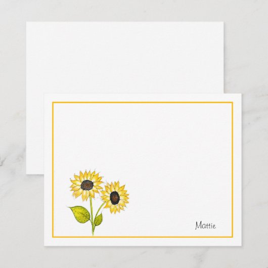 "ZonnebloemDuet" Notitiekaartje (Voorkant / Achterkant)